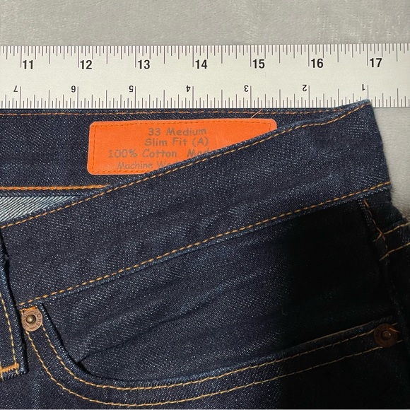 Jean Shop Jeans Mens Selvedge Skinny Fit Button Fly USA Raw Indigo Denim 33Wx33L - Picture 4 of 16